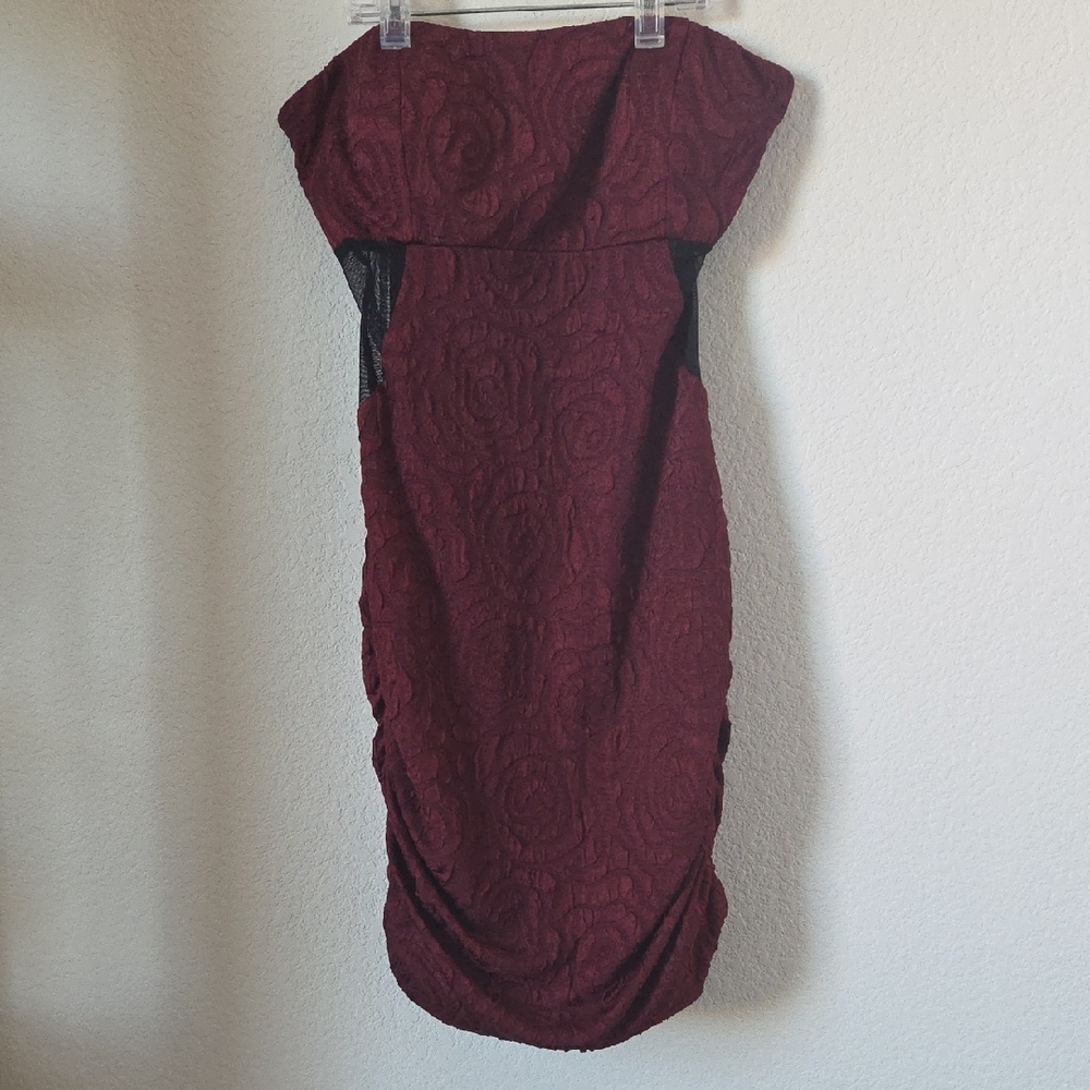 Mystic Maroon Strapless Dress
